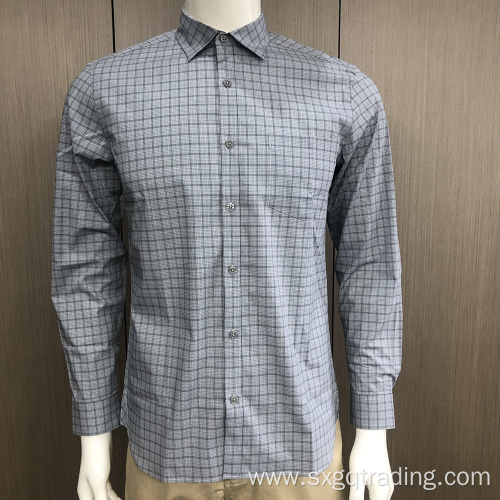 Male spandex long sleeve check shirt